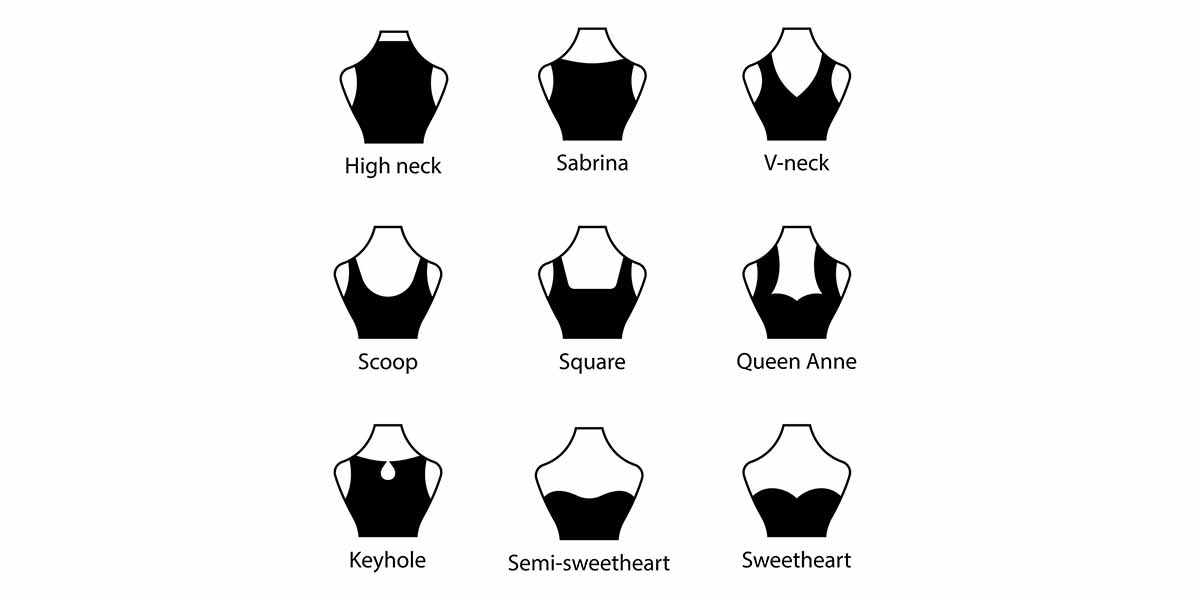 23 Types of Necklines by Name, Picture, and Description.