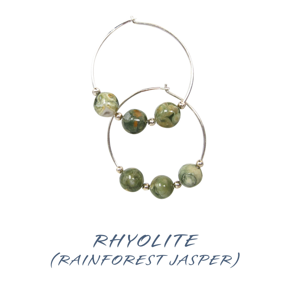 RHYOLITE outlet Beaded Necklace All Natural Semi-Precious Stones Sterling Silver