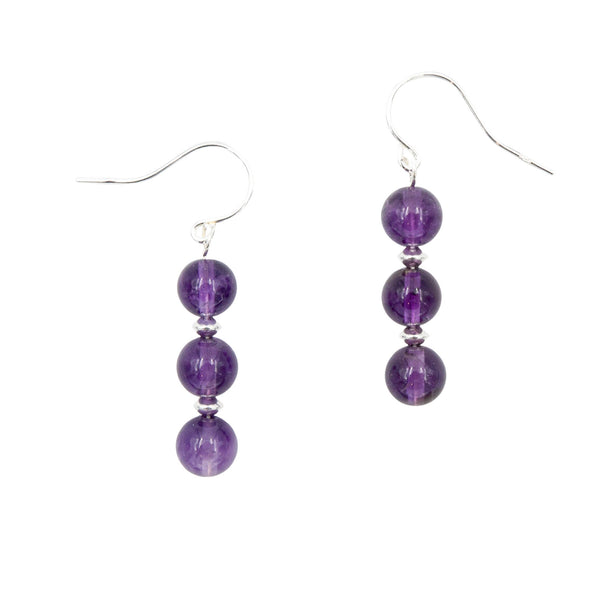 Earth Song Jewelry Stacked Amethyst Sterling Silver Earrings