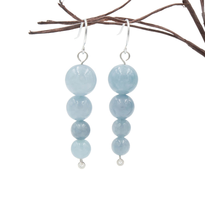 Earth Song Jewelry handmade sterling silver Aquamarine Pendulum Earrings hanging