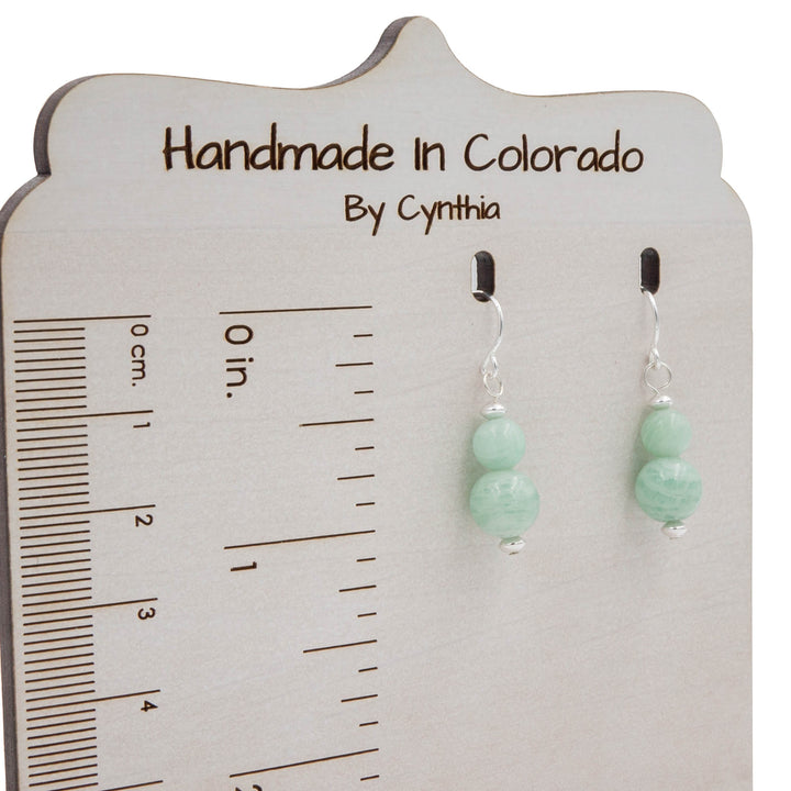 Earth Song Jewelry Green Peruvian Amazonite Sterling Silver Earrings sizing