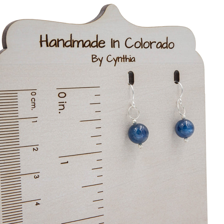 Earth Song Jewelry Handmade eco-friendly Petite Kyanite Sterling Silver Earrings sizing
