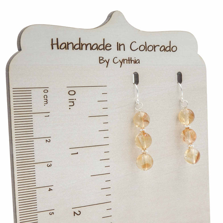Earth Song Jewelry Handmade Natural Untreated Citrine Stone Sterling Silver Earrings sizing