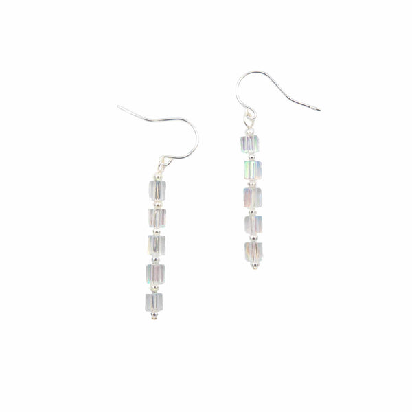 Earth Song Jewelry Crystal Rainbow Columns Sterling Silver Fire Polished Czech Glass Earrings