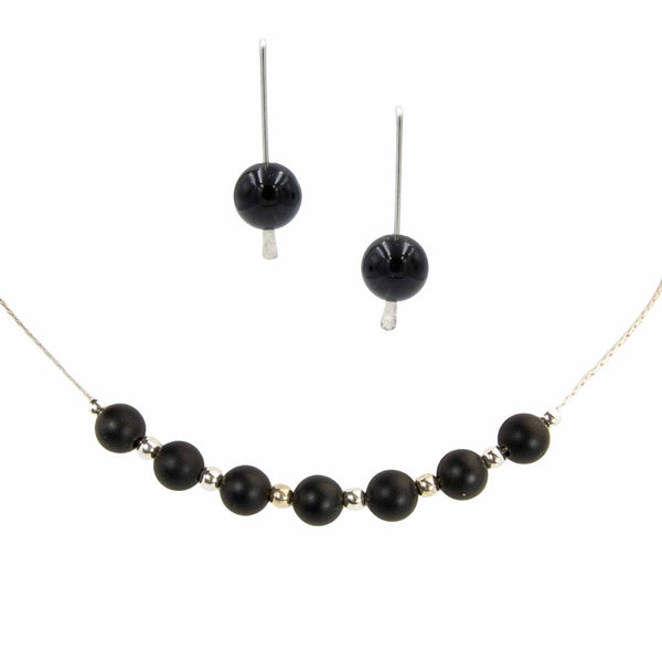 Earth Song Jewelry handmade black Onyx Necklace & Earrings Set