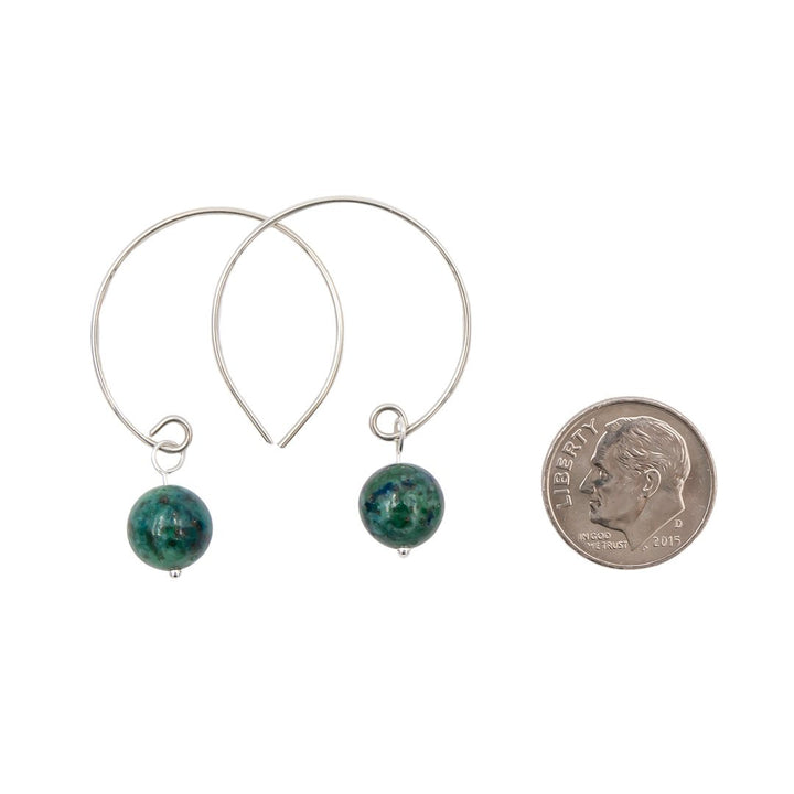 Earth Song Jewelry - Azurite Hoop Argentium Sterling Silver Earrings Handmade Sizing