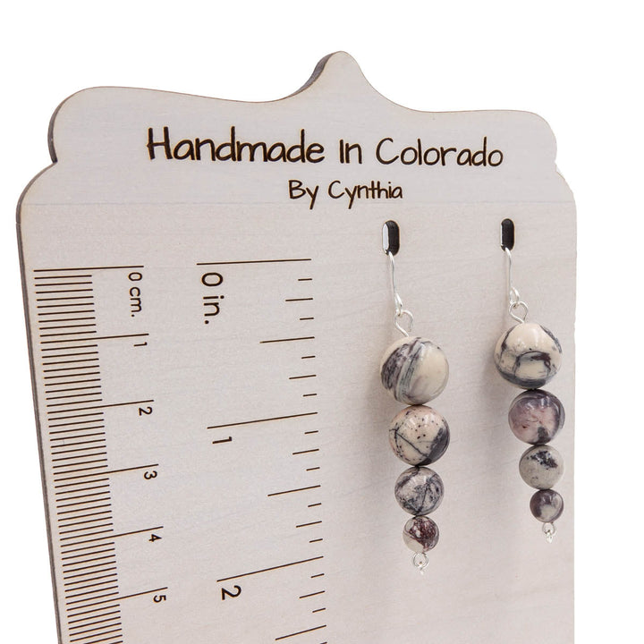Earth Song Jewelry Porcelain Jasper Pendulum Sterling Silver Earrings Eco-Friendly Handmade In Colorado, USA Sizing guide