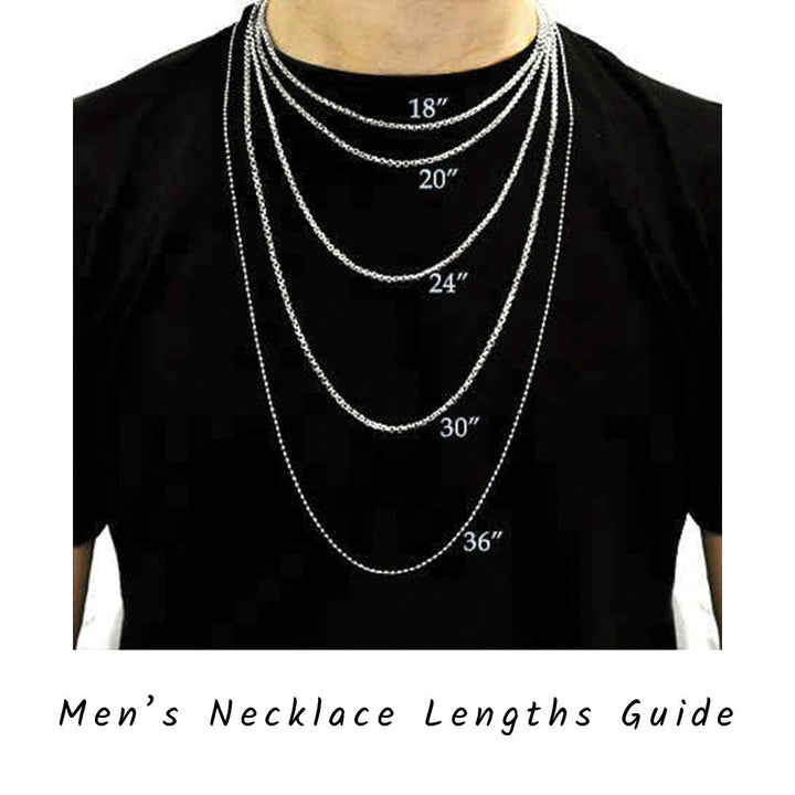 Men's necklace length guide and chart for handmade necklaces by Earth Song Jewelry