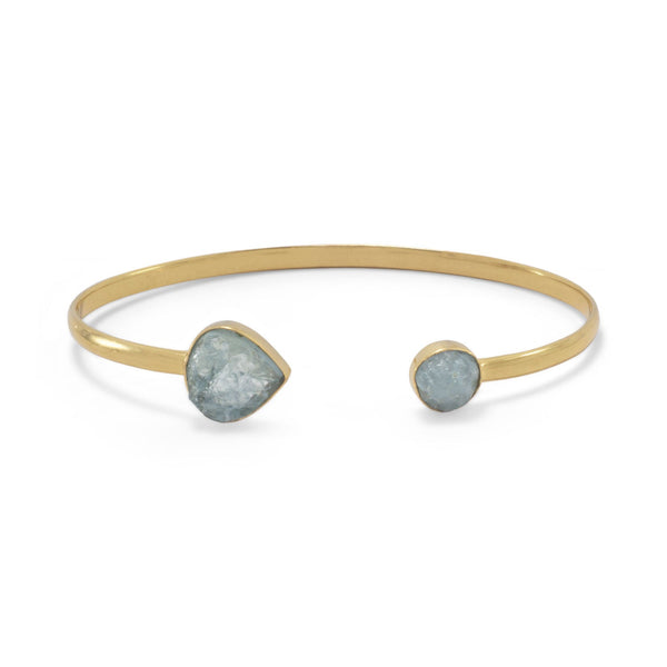 Earth Song Jewelry 14 Karat Gold Plated Aquamarine Cuff Bracelet