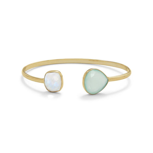 Earth Song Jewelry Rainbow Moonstone and Green Chalcedony Cuff