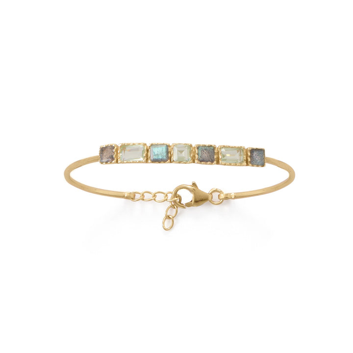 Earth Song Jewelry 14 Karat Gold Plated Labradorite and Prasiolite Bracelet