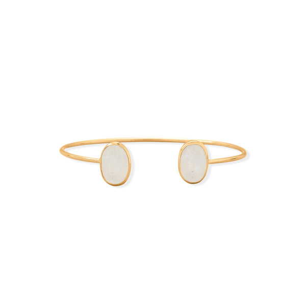 Earth Song Jewelry 14 Karat Gold Plated Rainbow Moonstone Cuff Bracelet