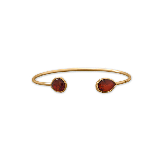 Earth Song Jewelry 24 Karat Gold Plated Baltic Amber Ends Cuff Bracelet