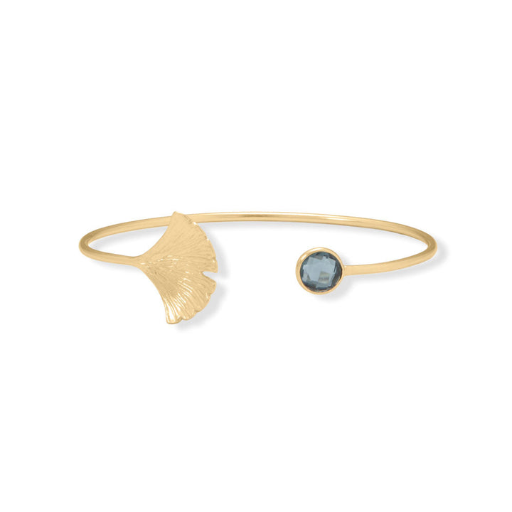 Earth Song Jewelry 14 Karat Gold Plated London Blue Topaz Fan Design Cuff Bracelet