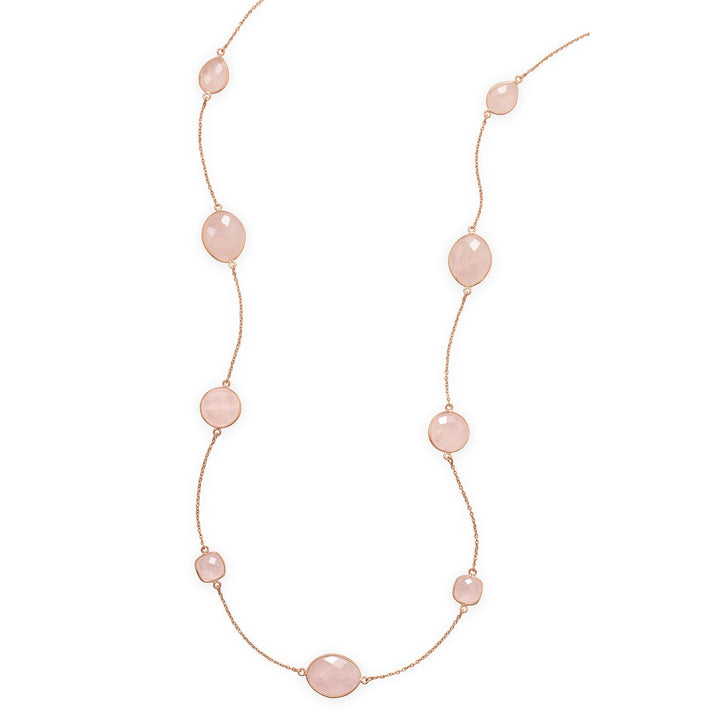 Earth Song Jewelry 24" 14 Karat Rose Gold Plated Rose Quartz Necklace