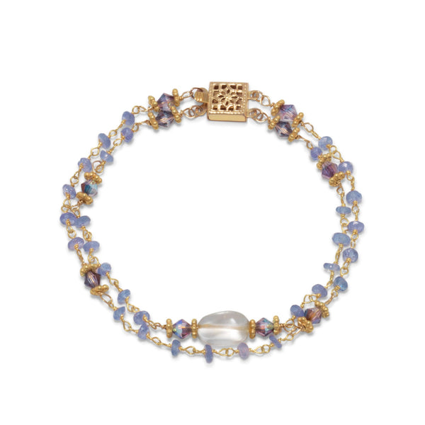 Earth Song Jewelry 14 Karat Gold Plated Double Strand Tanzanite and Citrine Bracelet