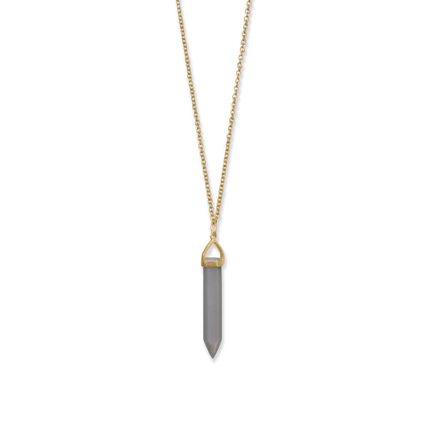 Earth Song Jewelry 14 Karat Gold Plated Spike Pencil Cut Gray Moonstone Necklace