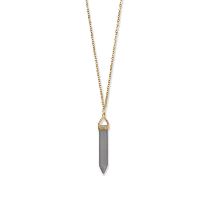 Earth Song Jewelry 14 Karat Gold Plated Spike Pencil Cut Gray Moonstone Necklace