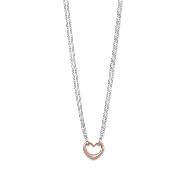 Earth Song Jewelry Two Tone Double Strand Open Heart Necklace