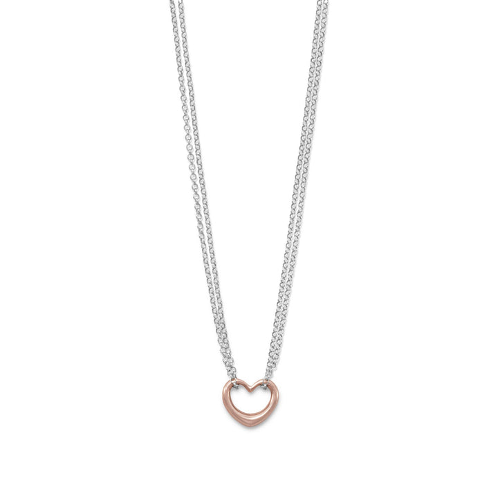 Earth Song Jewelry Two Tone Double Strand Open Heart Necklace