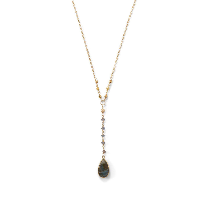 Earth Song Jewelry 14 Karat Gold Plated Labradorite Drop Necklace