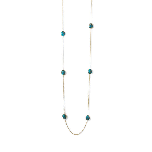 Earth Song Jewelry 14 Karat Gold Plated Turquoise Stone Endless Necklace