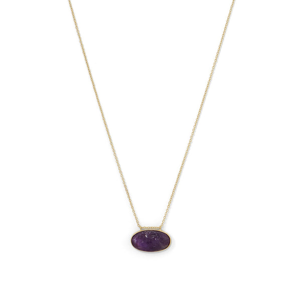 Earth Song Jewelry 14 Karat Gold Plated Rough Cut Amethyst Slide Necklace