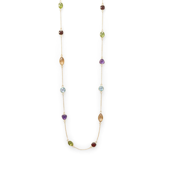 Earth Song Jewelry Multi Stone Madness! 25" 14 Karat Gold Plated Multi Stone Necklace