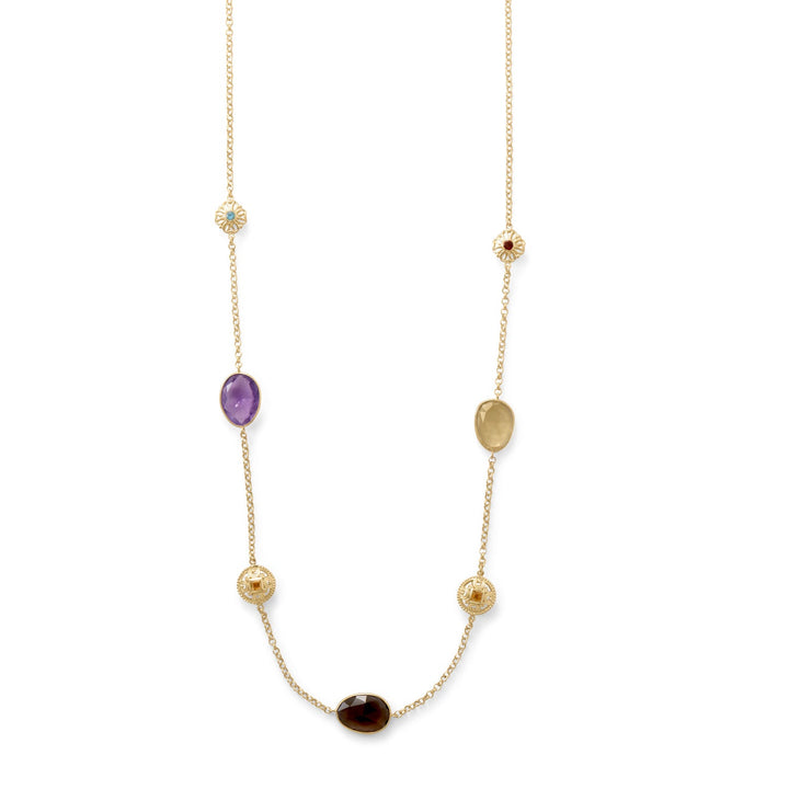 Earth Song Jewelry 24" 14 Karat Gold Plate Multi Stone Necklace