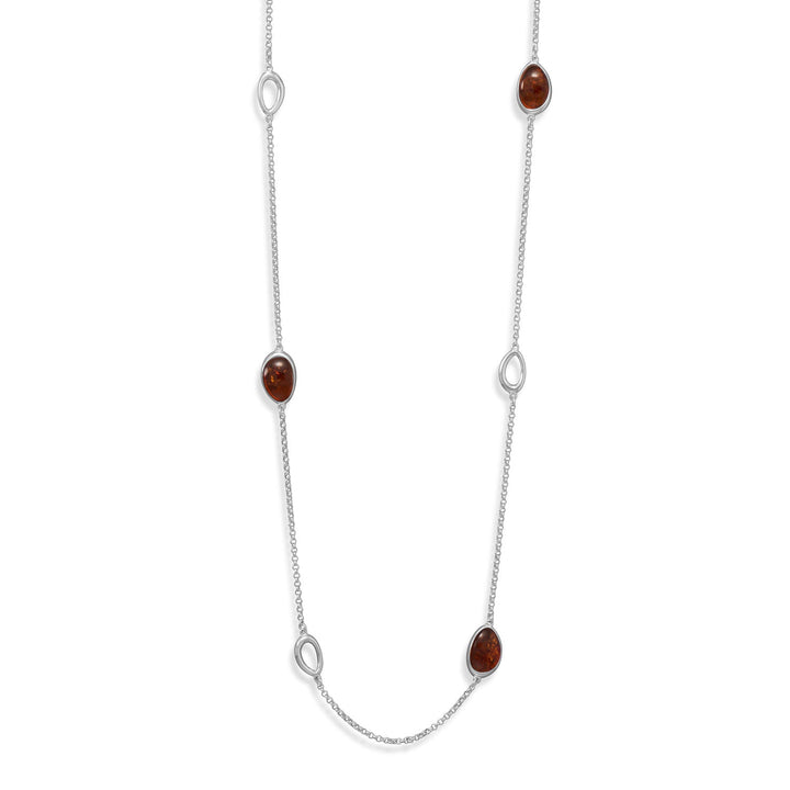 Earth Song Jewelry 23.5" + 2" Baltic Amber and Open Link Necklace