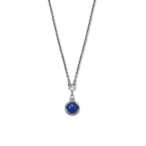 Earth Song Jewelry 18" + 2" Oxidized Reversible Lapis and Rainbow Moonstone Necklace