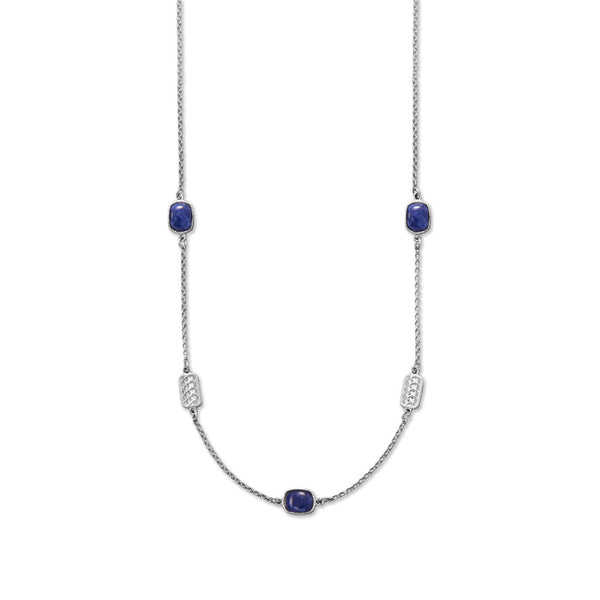 Earth Song Jewelry 16" + 2" Sodalite and Woven Design Accent Necklace