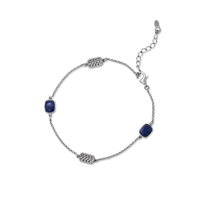 Earth Song Jewelry 7" + 1" Sodalite and Woven Design Accent Bracelet