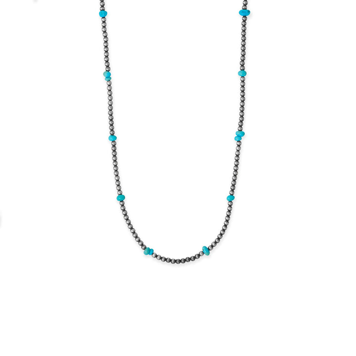 Earth Song Jewelry 16" Sleeping Beauty Turquoise Chip and Oxidized Bead Necklace