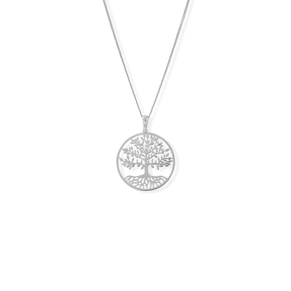 Earth Song Jewelry 16"+2" Rhodium Plated Tree of Life Necklace