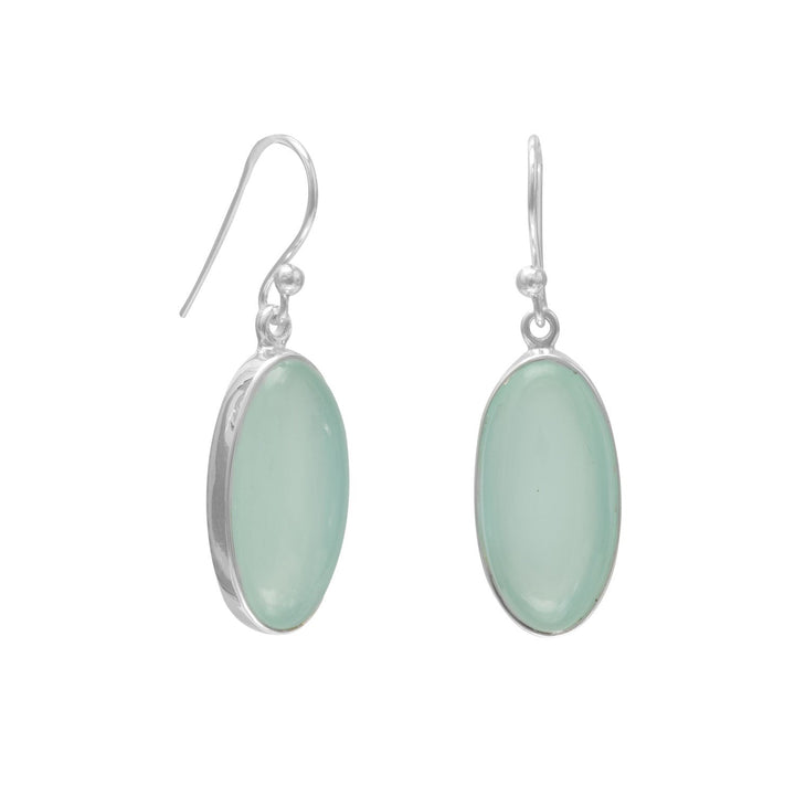 Earth Song Jewelry Oval Green Chalcedony French Wire Earrings