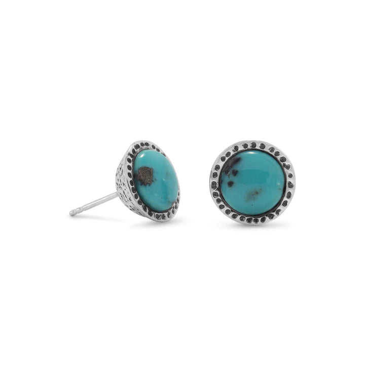 Earth Song Jewelry Oxidized Stabilized Turquoise Stud Earrings