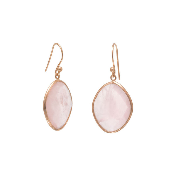 Earth Song Jewelry 14 Karat Rose Gold Plated Rose Quartz Earrings