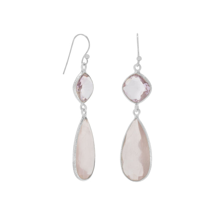 Earth Song Jewelry Pink Amethyst and Rose Quartz Drop Earrings