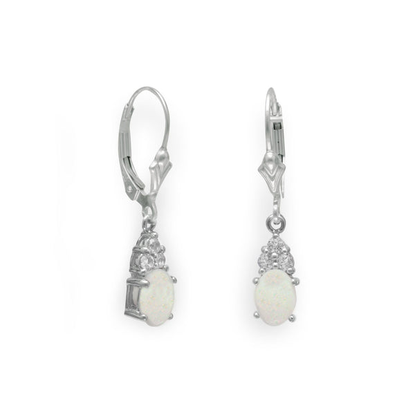 Earth Song Jewelry Rhodium Plated Australian Opal and White Topaz Earrings