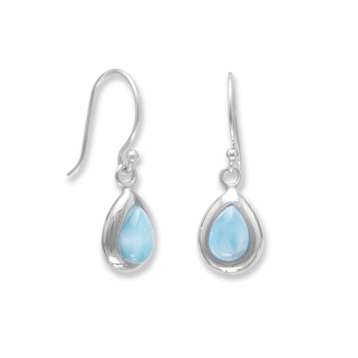 Earth Song Jewelry Rhodium Plated Pear Shape Larimar Earrings