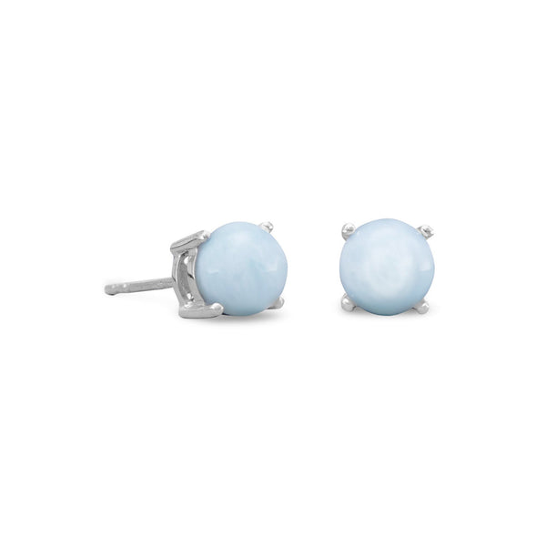 Earth Song Jewelry Rhodium Plated Larimar Stud Earrings