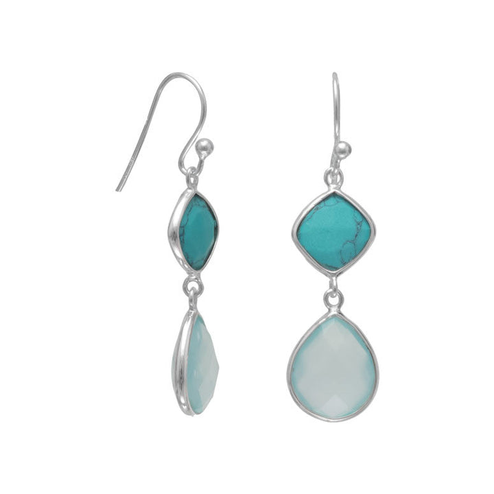 Earth Song Jewelry Stabilized Turquoise and Sea Green Chalcedony Drop Earrings