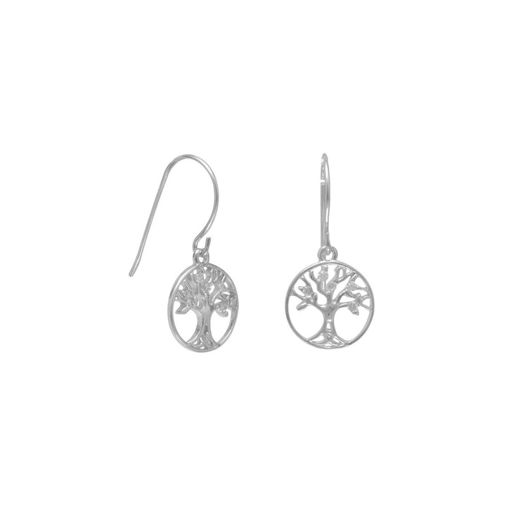 Earth Song Jewelry Rhodium Plated CZ Tree of Life Earrings