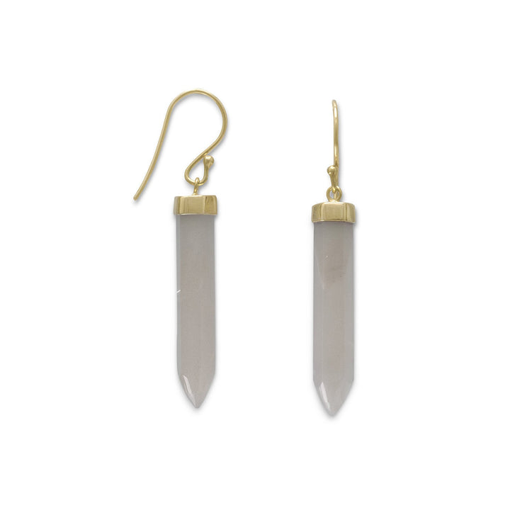 Earth Song Jewelry 14 Karat Gold Plated Spike Pencil Cut Gray Moonstone Earrings