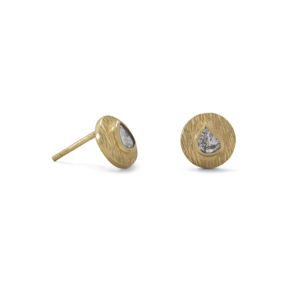 Earth Song Jewelry 14 Karat Gold Plated Polki Diamond Post Earrings