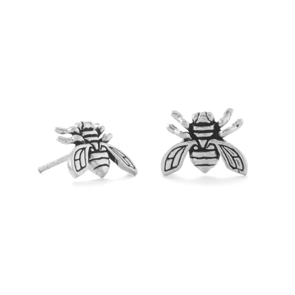 Earth Song Jewelry Oxidized Buzzing Bee Stud Earrings