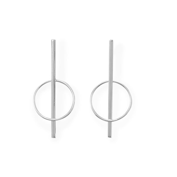 Earth Song Jewelry Long Bar with Circle Post Earrings