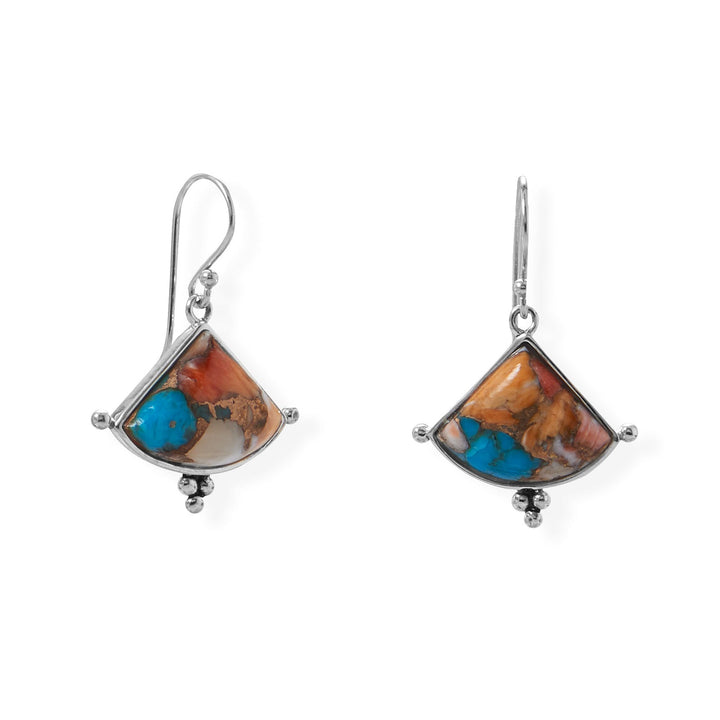 Earth Song Jewelry Spiny Oyster and Turquoise Triangle Shaped Earrings