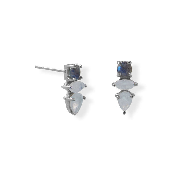 Earth Song Jewelry Labradorite and Rainbow Moonstone Post Earring